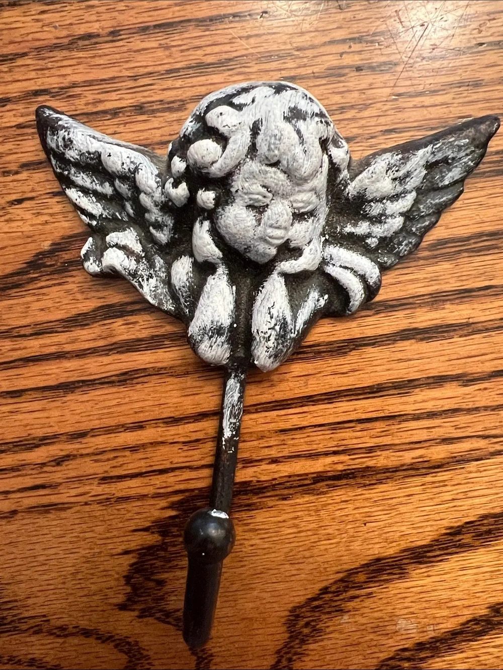 Decorative Black and White Angel Wall Hook Heavy Metal Home Decor Hanging Accent
